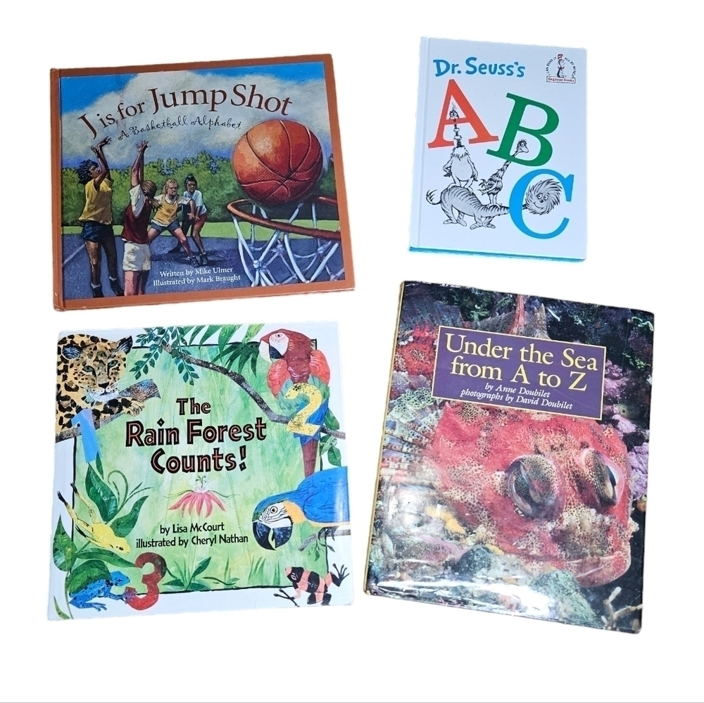 bundle of children's books - 1 counting book and 3 ABC books